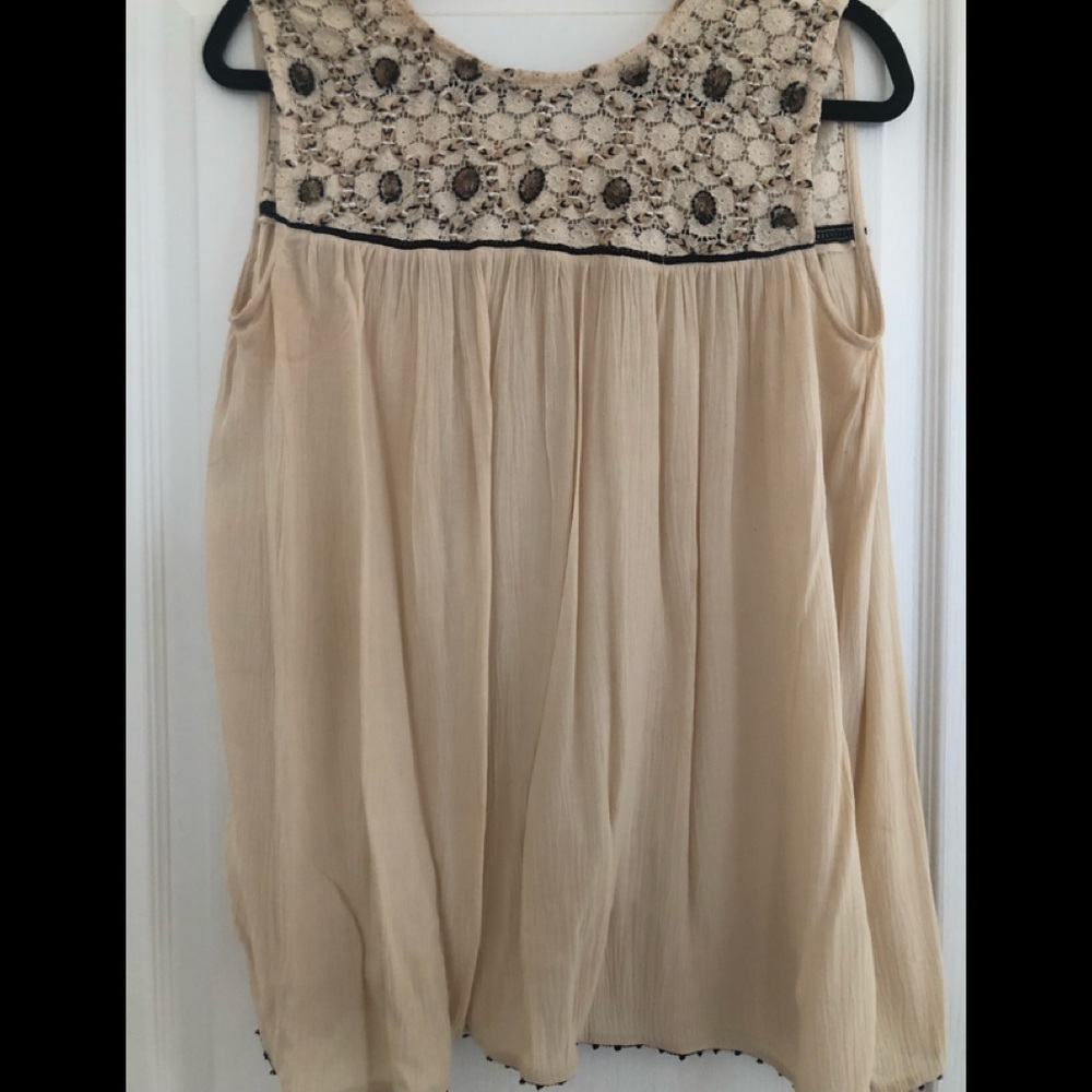 Cream beaded tank top